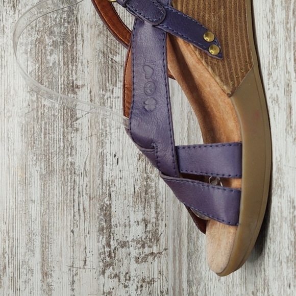 🟥NWOT Lucky Brand Bree Purple Leather Strappy Platform Wedge Sandal - Picture 2 of 16